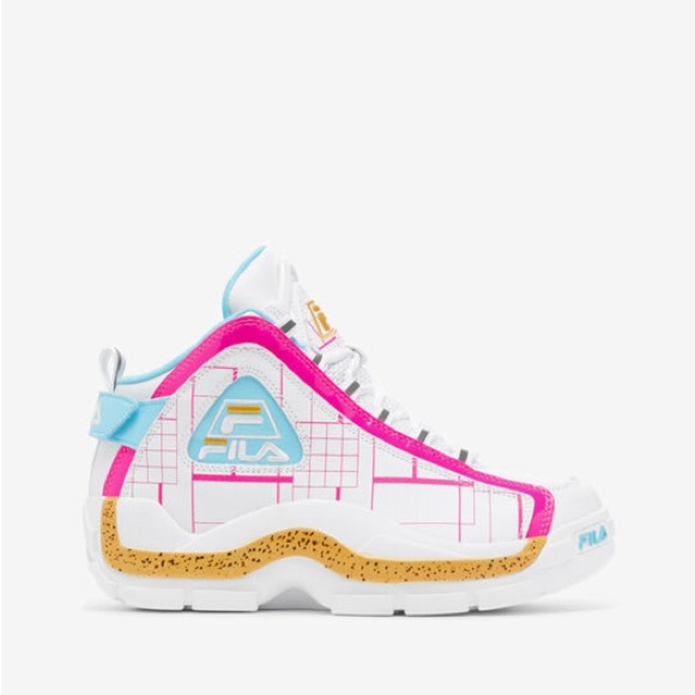 Fila White and Pink Retro Sneakers